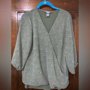 Olive Green Patterned Blouse